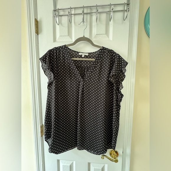 Chaus Black and White Ruffled Blouse - Picture 1 of 5